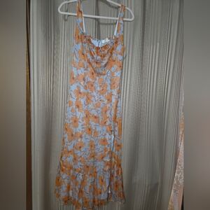 Astr Floral Maxi Dress - Orange and Blue